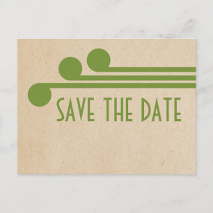 Green Deco Chic Save the Date Postcard
