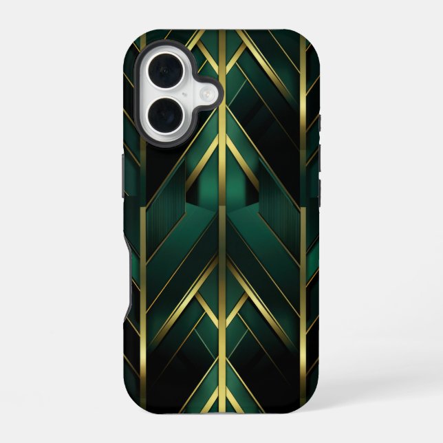 Green Deco iPhone 16 Case (Back)