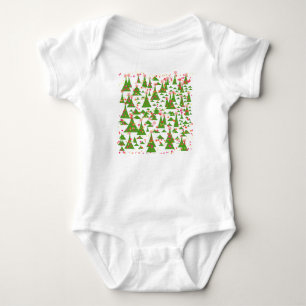 GREEN DECORATED TREES BABY BODYSUIT