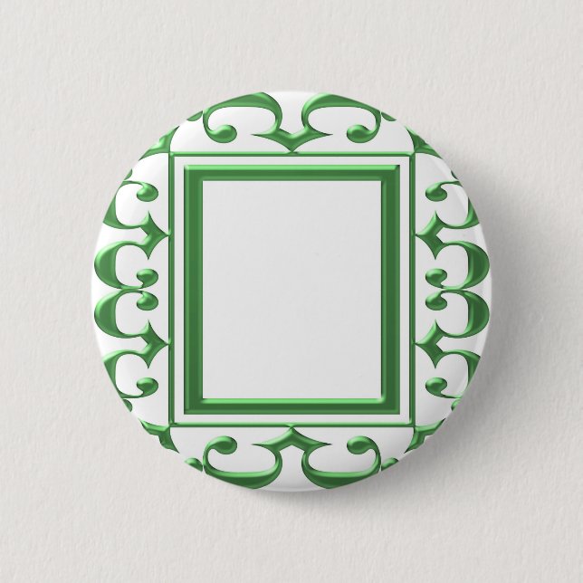 GREEN Decorative Border : Think multi uses 2 Inch Round Button (Front)