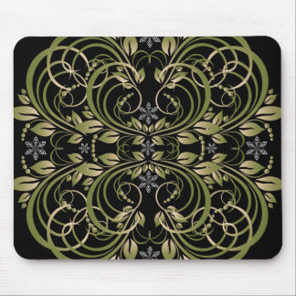 green decorative floral pattern mouse pad