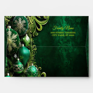 Green Decorative Ornaments Holiday Envelope
