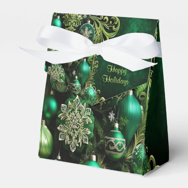 Green Decorative Ornaments Holiday Gift Box (Front Side)