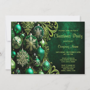 Green Decorative Ornaments Holiday Party Invitatio Invitation