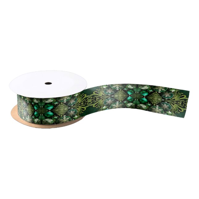 Green Decorative Ornaments Holiday Satin Ribbon (Spool)