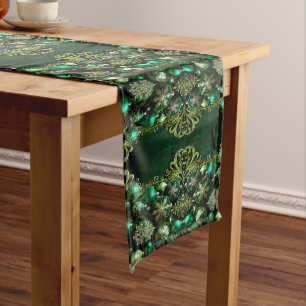 Green Decorative Ornaments Holiday Table Runner