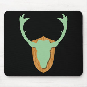 Green Deer Head Mouse Pad