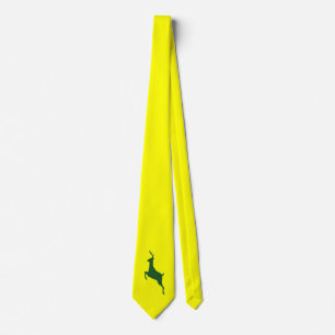 Green Deer Necktie on Yellow Background