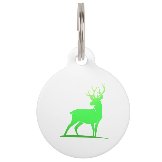 Green deer  silhouette design pet tag (Front)