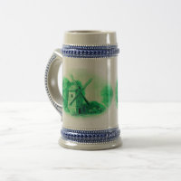 Green delft Windmill, green delft horse and wagon