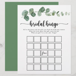 Green Delight Eucalyptus Bridal Bingo Game