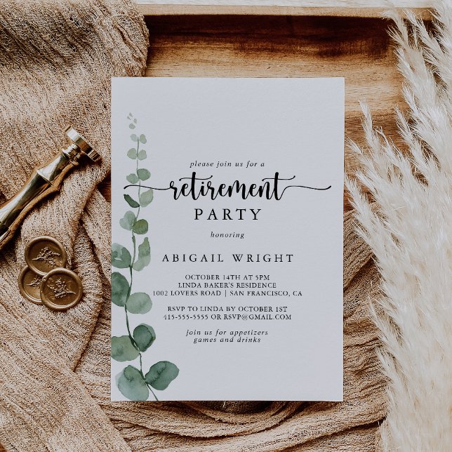 Green Delight Eucalyptus Retirement Party  Invitation (Creator Uploaded)