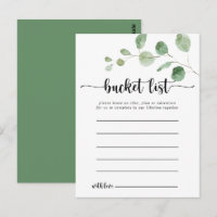 Green Delight Eucalyptus Simple Bucket List Cards