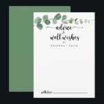 Green Delight Eucalyptus Wedding Well Wishes  Advice Card<br><div class="desc">This green delight eucalyptus wedding well wishes advice card is perfect for a simple wedding. The design features watercolor hand-drawn elegant botanical eucalyptus branches and leaves. These cards are perfect for a wedding, bridal shower, baby shower, graduation party & more. Personalize the cards with the names of the bride and...</div>