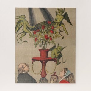 Green Demons Removing Cover From Bouquet Of Roses Jigsaw Puzzle