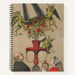 Green Demons Removing Cover From Bouquet Of Roses Notebook