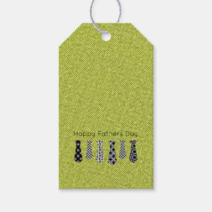 Green Denim BlackWhite Neck Ties Happy Fathers Day Gift Tags