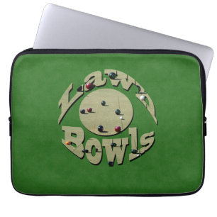 Green Denim Lawn Bowls, Laptop Sleeve