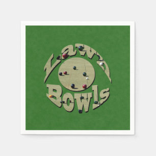 Green Denim Lawn Bowls, Paper Napkins