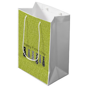 Green Denim Neck Ties Happy Fathers Day DAD Medium Gift Bag