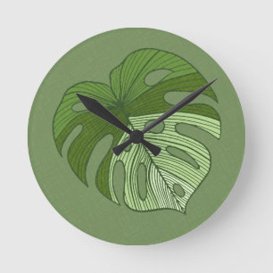 Green Denim Round Clock