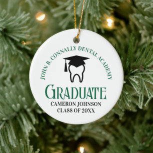 Green Dental School Custom Graduation Christmas Ceramic Ornament