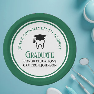 Green Dental School Custom Graduation Party Paper Plate