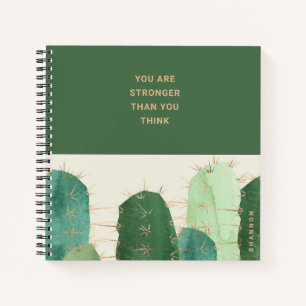 Green Desert Cactus Inspirational Quote Notebook