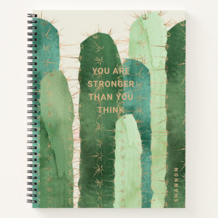 Green Desert Cactus Inspirational Quote Notebook