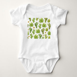 Green Desert Cactus: Watercolor Seamless Baby Bodysuit