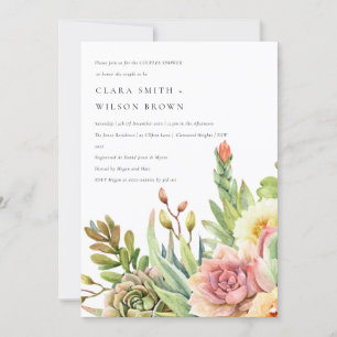 GREEN DESERT SUCCULENT CACTI FOLIAGE COUPLE SHOWER INVITATION