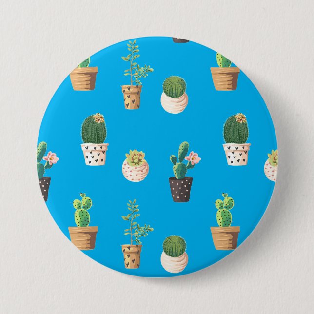 Green Dessert Succulent Cactus in Pots 3 Inch Round Button (Front)