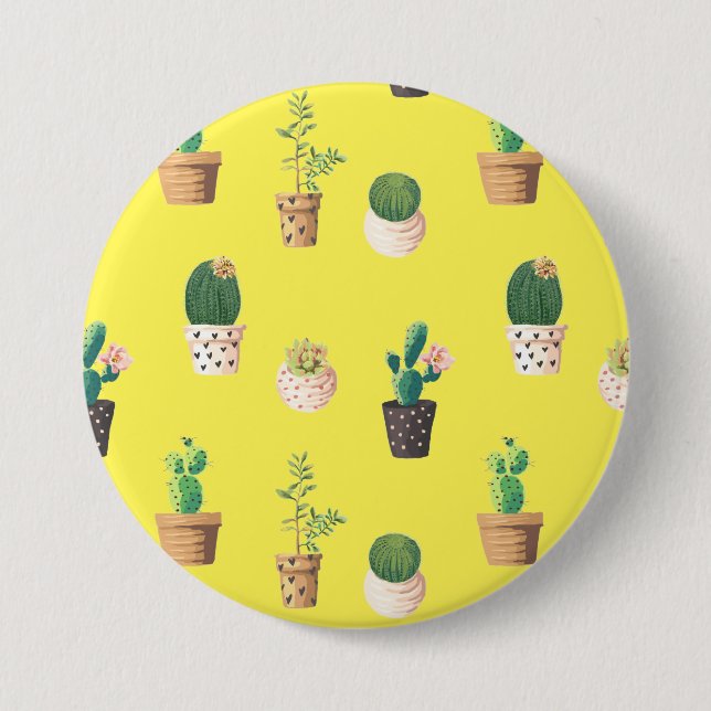 Green Dessert Succulent Cactus in Pots 3 Inch Round Button (Front)