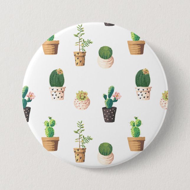Green Dessert Succulent Cactus in Pots 3 Inch Round Button (Front)