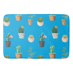 Green Dessert Succulent Cactus in Pots Bath Mat