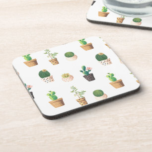 Green Dessert Succulent Cactus in Pots Coaster
