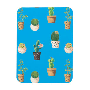 Green Dessert Succulent Cactus in Pots Magnet