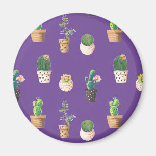 Green Dessert Succulent Cactus in Pots Magnet