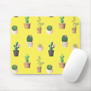 Green Dessert Succulent Cactus in Pots Mouse Pad