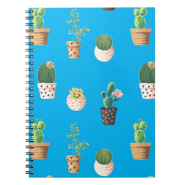 Green Dessert Succulent Cactus in Pots Notebook (Front)