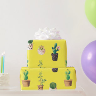 Green Dessert Succulent Cactus in Pots Wrapping Paper