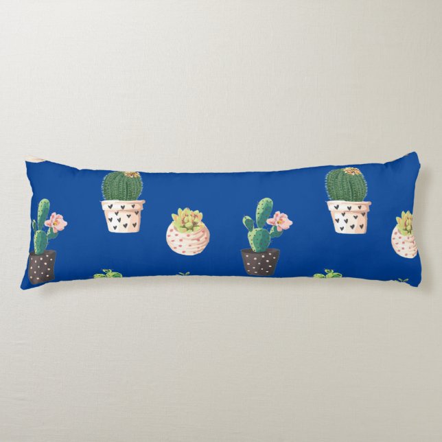 Green Dessrt Succulent Cactus in Pots Body Pillow (Front)