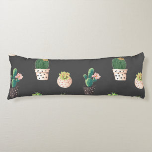Green Dessrt Succulent Cactus in Pots Body Pillow