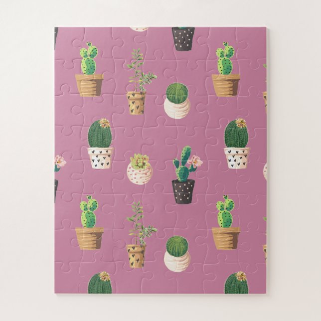 Green Dessrt Succulent Cactus in Pots Jigsaw Puzzle (Vertical)