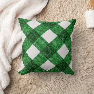Green Diagonal Buffalo Chequered Throw Pillow