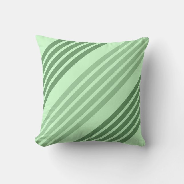 Green Diagonal Stripes Throw Pillow (Front)