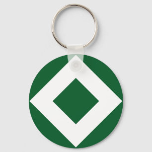 Green Diamond, Bold White Border Keychain