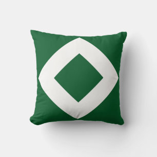Green Diamond, Bold White Border Throw Pillow
