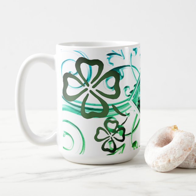 Green diamond clover mug (With Donut)