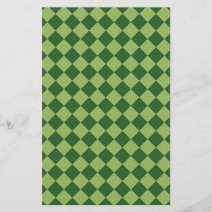 Green Diamond Harlequin Chequered Pattern Stationery